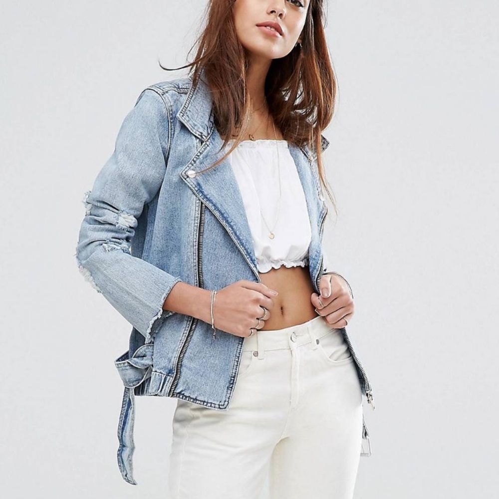 Distressed denim jacket